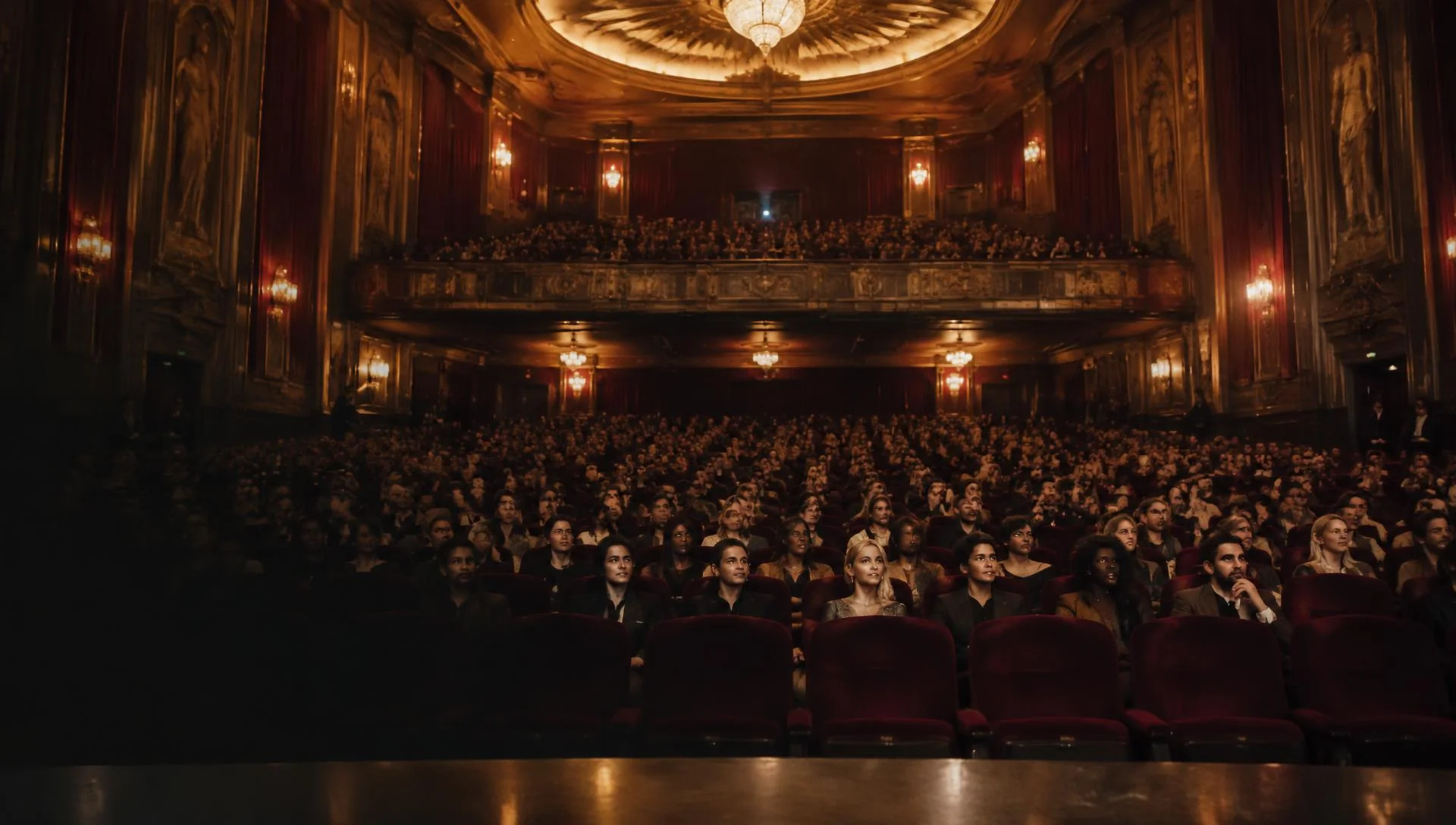 An audience in a grand cinema — illustrative editorial imagery