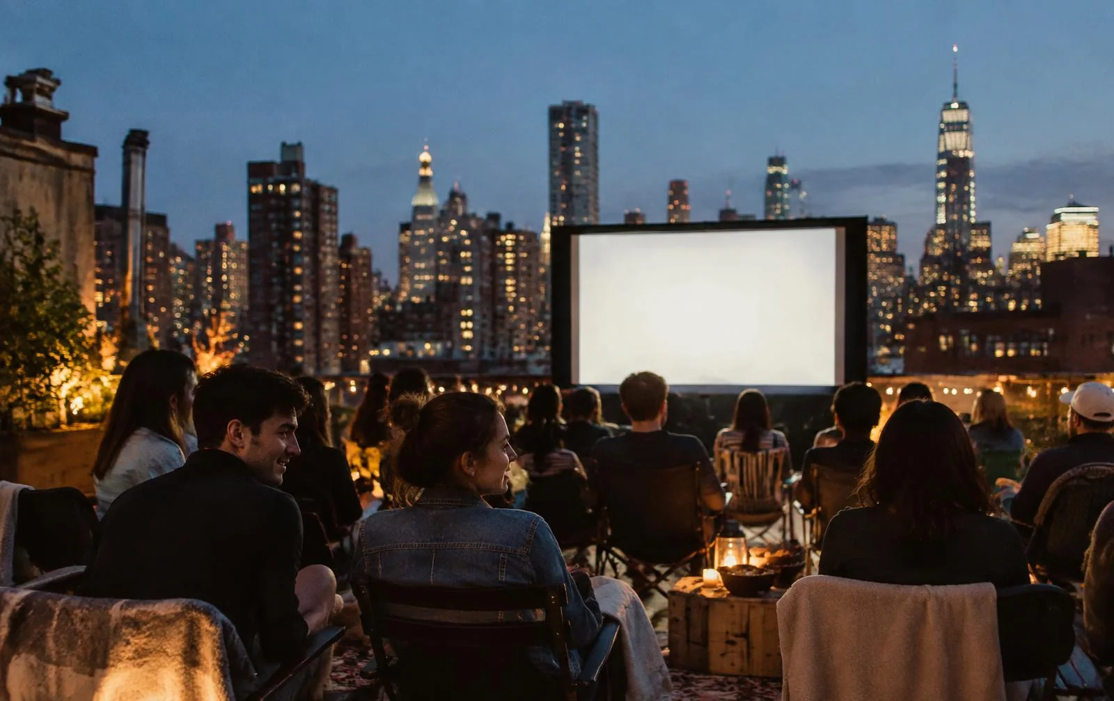 A rooftop screening — illustrative editorial imagery